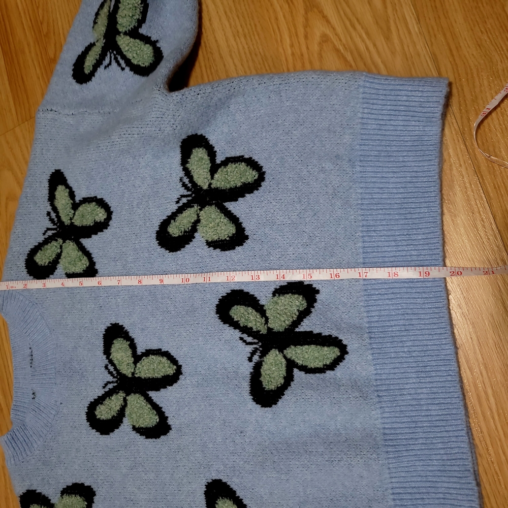 Dreamers Blue and Green Crew Neck Sweater - Picture 3 of 5